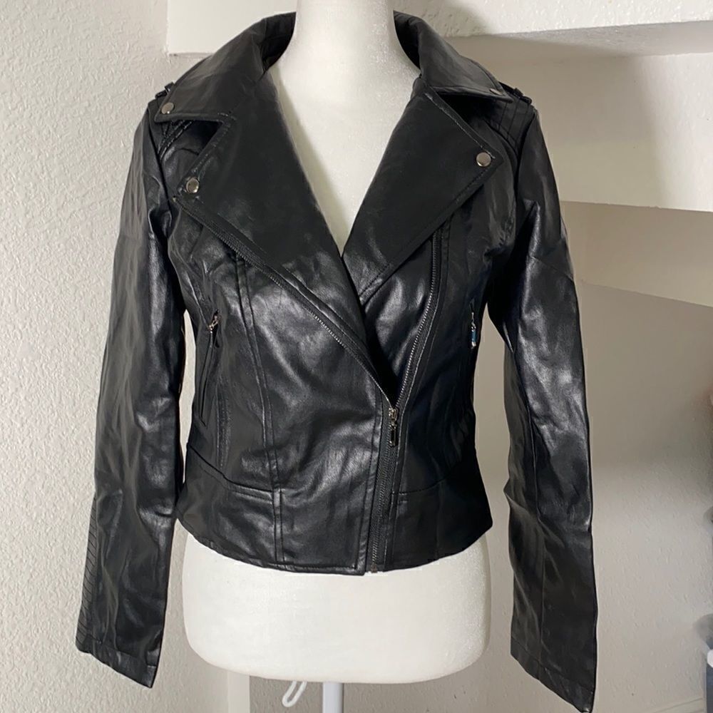 Women’s Black Faux Leather Jacket Small Lil Peep NWT